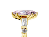 Yellow gold Fancy Pink Marquise  Cut Diamond Ring with Baguette Side Stones, Channel Set Band, and Four-Prong Setting_25