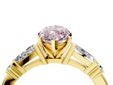 Yellow gold Fancy Pink Marquise  Cut Diamond Ring with Baguette Side Stones, Channel Set Band, and Four-Prong Setting_28