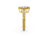 Yellow gold Fancy Pink Marquise Cut Diamond Ring with Milgrain Pavé Band and Four-Prong Setting_25