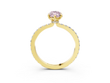 Yellow gold Fancy Pink Marquise  Cut Diamond Ring with Pavé Band and Four-Prong Setting_69
