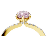 Yellow gold Fancy Pink Marquise  Cut Diamond Ring with Pavé Band and Four-Prong Setting_70