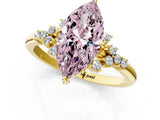 Yellow gold Fancy Pink Marquise Cut Diamond Ring with Side Stones and Four-Prong Setting_79