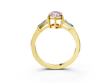 Yellow gold Fancy Pink Marquise  Cut Diamond Ring with Tapered Baguette Side Stones in Four-Prong Setting_6