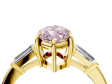 Yellow gold Fancy Pink Marquise  Cut Diamond Ring with Tapered Baguette Side Stones in Four-Prong Setting_7