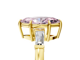 Yellow gold Fancy Pink Marquise  Cut Diamond Ring with Tapered Baguette Side Stones in Four-Prong Setting_8