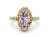 Yellow gold Fancy Pink Marquise Cut Diamond Scalloped Halo Engagement Ring with Round Shared Prong Band_12