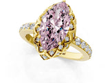Yellow gold Fancy Pink Marquise Cut Diamond Scalloped Halo Engagement Ring with Round Shared Prong Band_13