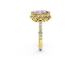Yellow gold Fancy Pink Marquise Cut Diamond Scalloped Halo Engagement Ring with Round Shared Prong Band_14
