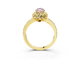 Yellow gold Fancy Pink Marquise Cut Diamond Scalloped Halo Engagement Ring with Round Shared Prong Band_15