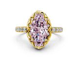 Yellow gold Fancy Pink Marquise Cut Diamond Scalloped Halo Engagement Ring with Round Shared Prong Band_24