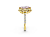 Yellow gold Fancy Pink Marquise Cut Diamond Scalloped Halo Engagement Ring with Round Shared Prong Band_26