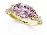 Yellow gold Fancy Pink Marquise Cut Diamond Scattered Round Accent Ring with Prong Setting_14