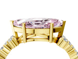 Yellow gold Fancy Pink Marquise Cut Diamond Scattered Round Accent Ring with Prong Setting_17