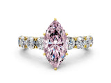 Yellow gold Fancy Pink Marquise Cut Diamond Side Stone Engagement Ring with Four-Prong Setting_36
