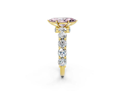 Yellow gold Fancy Pink Marquise Cut Diamond Side Stone Engagement Ring with Four-Prong Setting_50