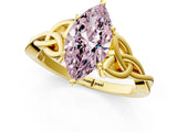 Yellow gold Fancy Pink Marquise Cut Diamond Solitaire Celtic Knot Ring with Four-Prong Setting_61