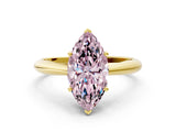 Yellow gold Fancy Pink Marquise Cut Diamond Solitaire Engagement Ring with Cathedral Setting and Four-Prong Mount_104