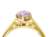 Yellow gold Fancy Pink Marquise Cut Diamond Solitaire Engagement Ring with Cathedral Setting and Four-Prong Mount_108
