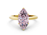 Yellow gold Fancy Pink Marquise Cut Diamond Solitaire Engagement Ring with Cathedral Setting and Four-Prong Mount_12