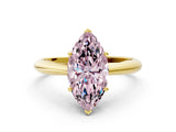 Yellow gold Fancy Pink Marquise Cut Diamond Solitaire Engagement Ring with Cathedral Setting and Four-Prong Mount_42