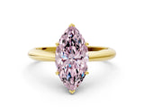 Yellow gold Fancy Pink Marquise Cut Diamond Solitaire Engagement Ring with Cathedral Setting and Four-Prong Mount_90