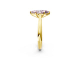 Yellow gold Fancy Pink Marquise Cut Diamond Solitaire Engagement Ring with Cathedral Setting and Four-Prong Mount_92