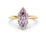 Yellow gold Fancy Pink Marquise Cut Diamond Solitaire Engagement Ring with Classic Band and Four-Prong Setting_87