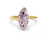 Yellow gold Fancy Pink Marquise Cut Diamond Solitaire Engagement Ring with Four-Prong Setting and Classic Band_20