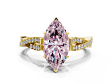 Yellow gold Fancy Pink Marquise Cut Diamond Solitaire Engagement Ring with Twisted Pavé Band and Four-Prong Setting_44