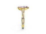 Yellow gold Fancy Pink Marquise Cut Diamond Solitaire Engagement Ring with Twisted Pavé Band and Four-Prong Setting_46