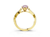 Yellow gold Fancy Pink Marquise Cut Diamond Solitaire Engagement Ring with Twisted Pavé Band and Four-Prong Setting_47