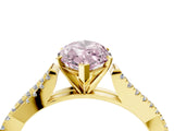 Yellow gold Fancy Pink Marquise Cut Diamond Solitaire Engagement Ring with Twisted Pavé Band and Four-Prong Setting_48