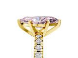 Yellow gold Fancy Pink Marquise Cut Diamond Solitaire Pavé Engagement Ring with Round Band and Prong Setting_47