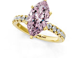 Yellow gold Fancy Pink Marquise Cut Diamond Solitaire Pavé Engagement Ring with Round Band and Prong Setting_79