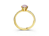 Yellow gold Fancy Pink Marquise Cut Diamond Solitaire Pavé Engagement Ring with Round Band and Prong Setting_81