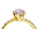 Yellow gold Fancy Pink Marquise Cut Diamond Solitaire Pavé Engagement Ring with Round Band and Prong Setting_82
