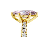 Yellow gold Fancy Pink Marquise Cut Diamond Solitaire Pavé Engagement Ring with Round Band and Prong Setting_83