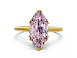 Yellow gold Fancy Pink Marquise Cut Diamond Solitaire Ring with Flower Prong Setting and Classic Band_36