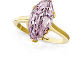 Yellow gold Fancy Pink Marquise Cut Diamond Solitaire Ring with Flower Prong Setting and Classic Band_37