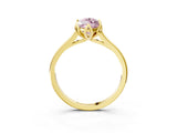 Yellow gold Fancy Pink Marquise Cut Diamond Solitaire Ring with Flower Prong Setting and Classic Band_39