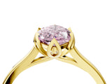 Yellow gold Fancy Pink Marquise Cut Diamond Solitaire Ring with Flower Prong Setting and Classic Band_40