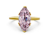 Yellow gold Fancy Pink Marquise Cut Diamond Solitaire Ring with Flower Prong Setting and Classic Band_44