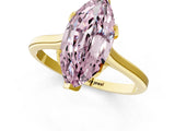 Yellow gold Fancy Pink Marquise Cut Diamond Solitaire Ring with Flower Prong Setting and Classic Band_45