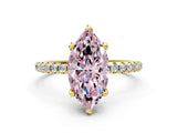 Yellow gold Fancy Pink Marquise Cut Diamond Solitaire Ring with Four-Prong Setting and Pavé Band_3