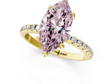 Yellow gold Fancy Pink Marquise Cut Diamond Solitaire Ring with Four-Prong Setting and Pavé Band_4