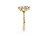 Yellow gold Fancy Pink Marquise Cut Diamond Solitaire Ring with Four-Prong Setting and Pavé Band_5