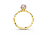 Yellow gold Fancy Pink Marquise Cut Diamond Solitaire Ring with Four-Prong Setting and Pavé Band_6