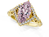 Yellow gold Fancy Pink Marquise Cut Diamond Solitaire Ring with Hidden Halo and Pavé Band_28