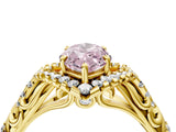 Yellow gold Fancy Pink Marquise Cut Diamond Solitaire Ring with Hidden Halo and Pavé Band_31