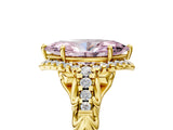Yellow gold Fancy Pink Marquise Cut Diamond Solitaire Ring with Hidden Halo and Pavé Band_32